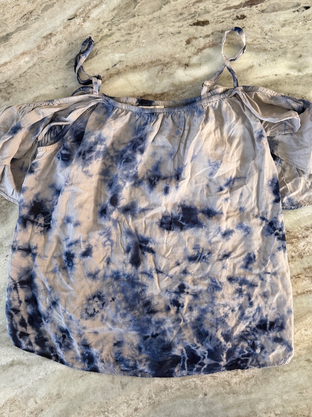 American Eagle Outfitters Blue Tie-Dye Off-Shoulder Camisole